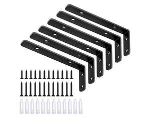 6PCS L Bracket, L 5"×H 2" Shelf Support 5x2 inch (light duty), Black